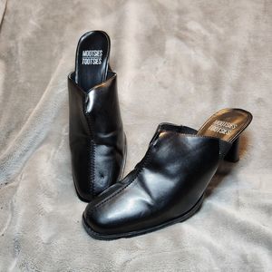 MOOTSIES TOOTSIES MOMBELLISHK heels SIZE 9 M MULES Black leather